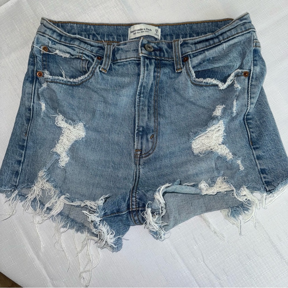 Abercrombie & Fitch  High Rise Mom Jean Distressed Shorts